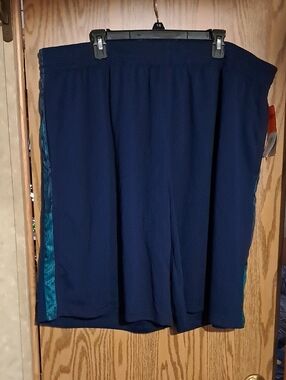 The Foundry Supply Co. Men's Navy Athletic Shorts with Teal Side Stripe Sz 3XLT